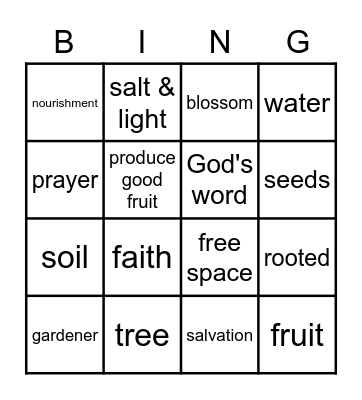 Rooted in God's Word Bingo Card