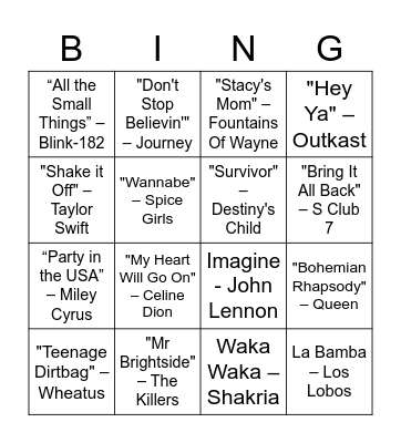 BeSocial Musical Bingo! Bingo Card