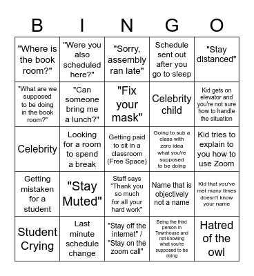 CA Bingo Card