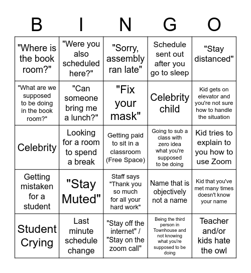 CA Bingo Card