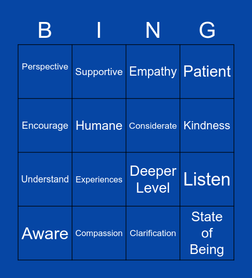 COMPASSION Bingo Card