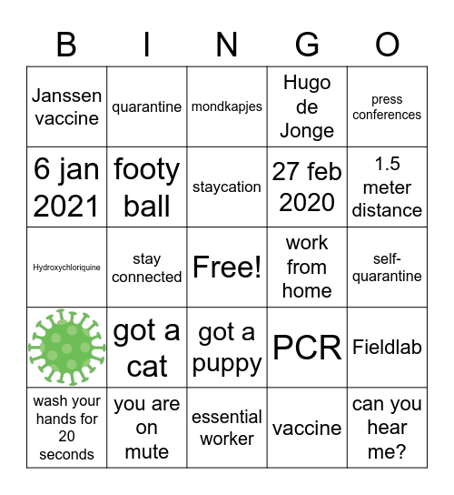 Covid experience in NL Bingo Card