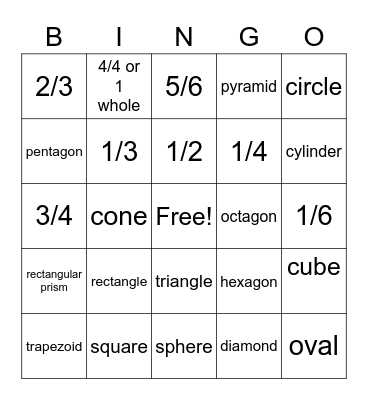 GEOMETRY Bingo Card