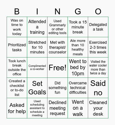 CDBG-DR Productivity Bingo Card