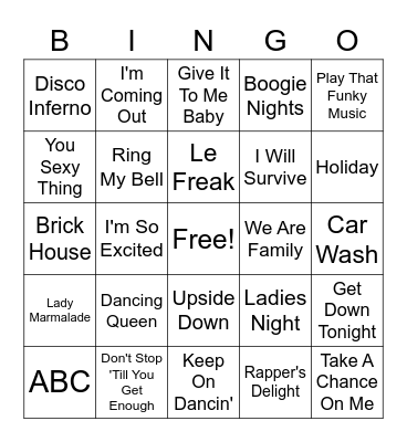 ROADS DISCO Bingo Card