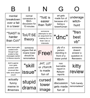 JToH Discord Bingo Card