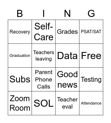 Meeting Notes Bingo Card