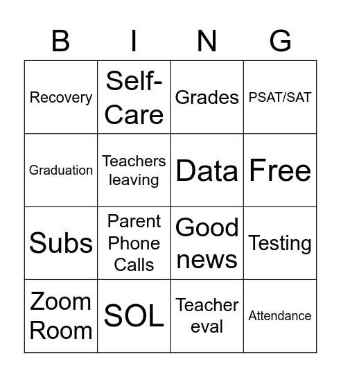 Meeting Notes Bingo Card