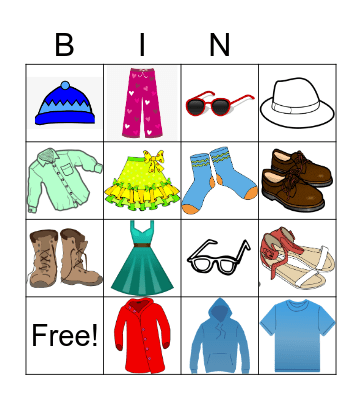 9 La ropa Bingo Card