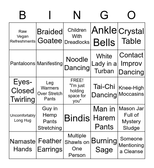 Ashland Hippie Event Bingo Card