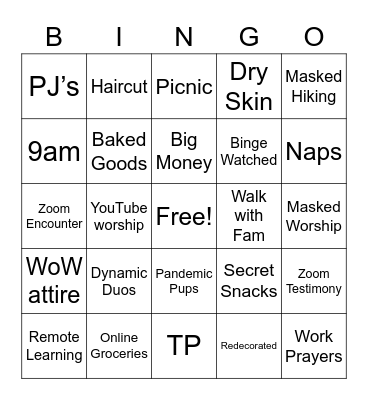 WoW Pandemic Bingo Card