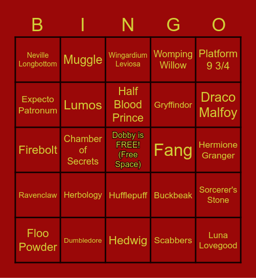HARRY POTTER BINGO ⚡ Bingo Card