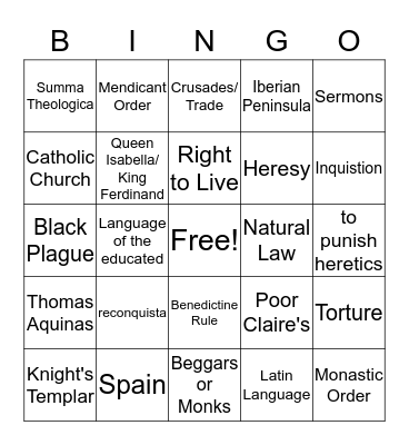 Chapter 10 Lesson 4  Bingo Card
