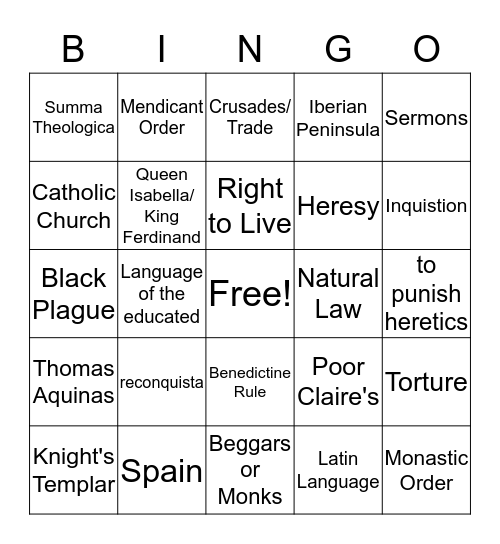 Chapter 10 Lesson 4  Bingo Card