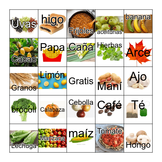 Plantas : Comida Bingo Card