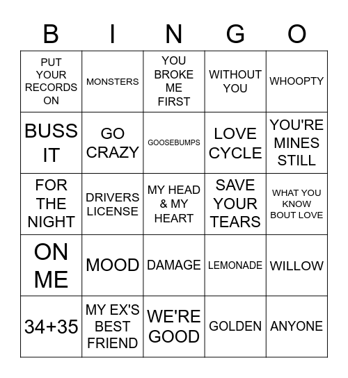 WELCOME BACK BINGO Card