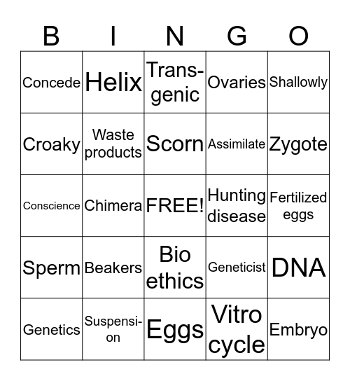 Double Helix Bingo Card