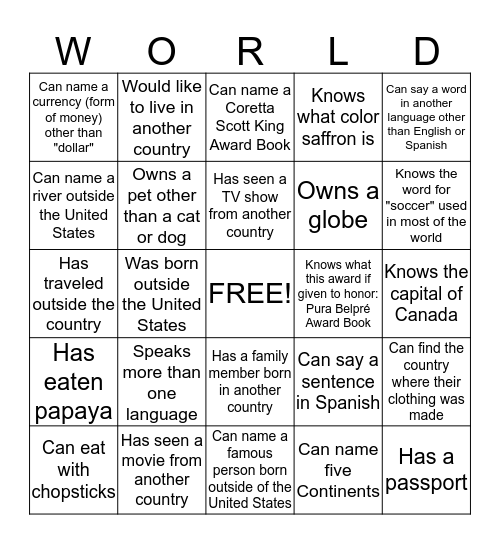 Global Bingo Card