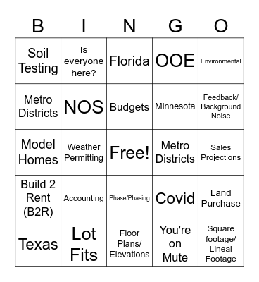 DRH Bingo Card