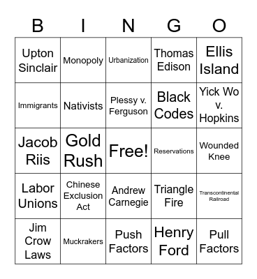 Final Exam Bingo Card