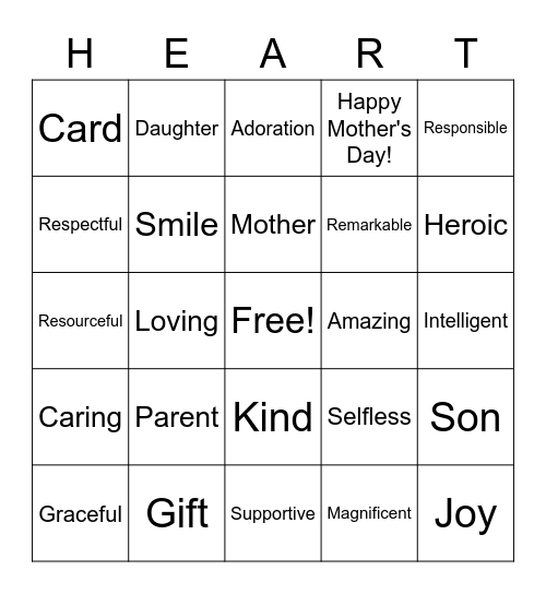 Happy Mothers Day! Bingo Card