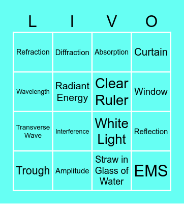 Light Vocabulary Bingo Card