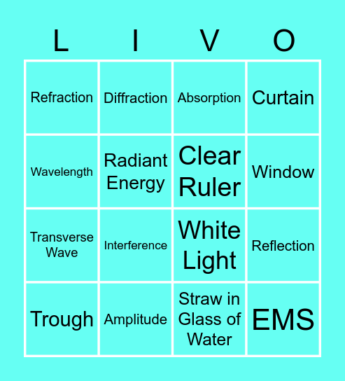 Light Vocabulary Bingo Card