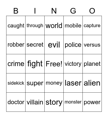 Superhero Bingo Card