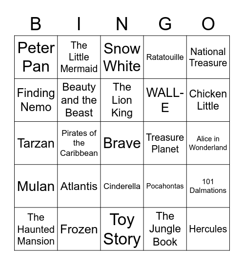 Kingdom Hearts Bingo Card