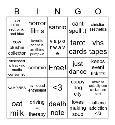 romeo Bingo Card