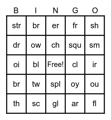 Special Sound Bingo Card