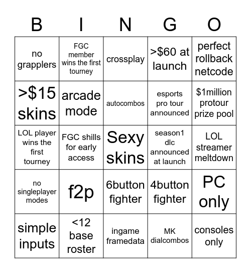 Project L launch Bingo Card