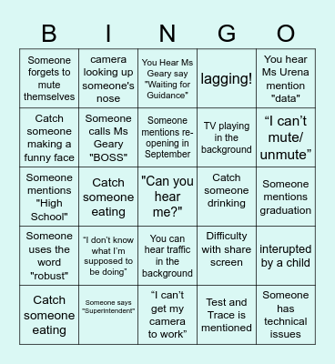 VIRTUAL LEARNING Bingo Card