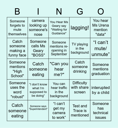 VIRTUAL LEARNING Bingo Card