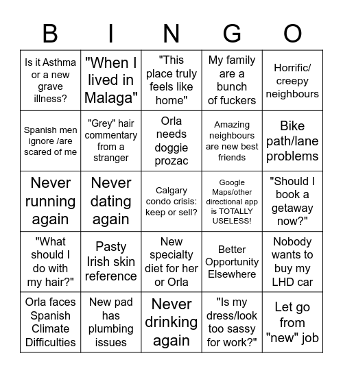 Mairéad Complaints Bingo - Spain Edition Bingo Card