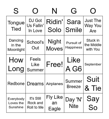 Summer Nights Bingo Card
