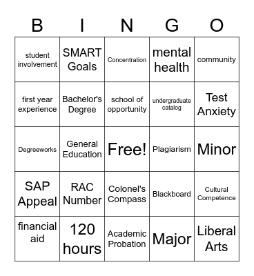 EKU Bingo Card