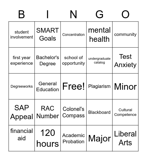 EKU Bingo Card