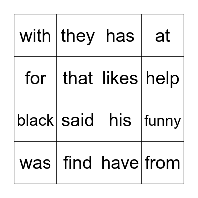 Mrs. Nichols' Trick Word BINGO Card