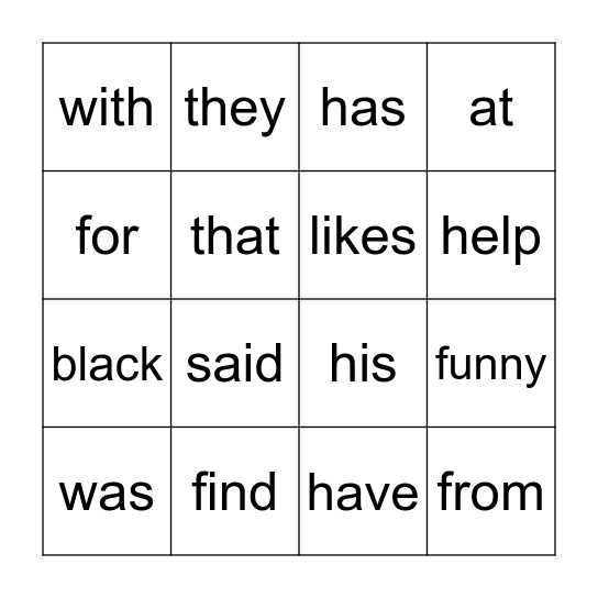 Mrs. Nichols' Trick Word BINGO Card
