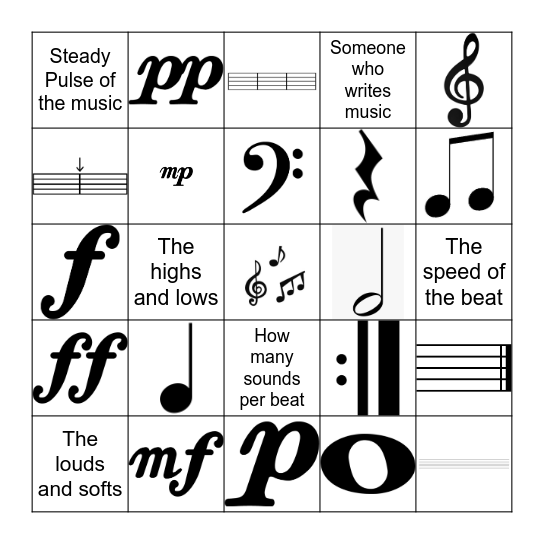 Music Symbol Bingo Card