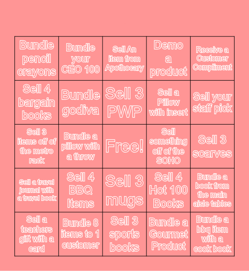 Sales Team Bingo Card