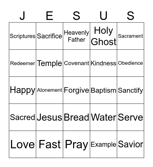 Sacrament Meeting Bingo Card