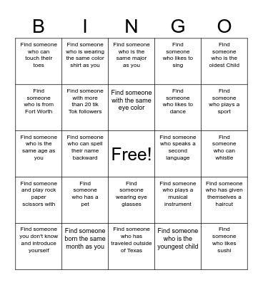 HUMAN BINGO Card