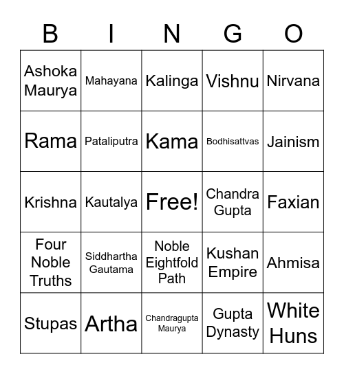 Ch. 9 Classical India Bingo Card
