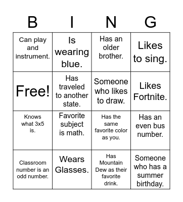 Find Someone Who. . . Bingo Card