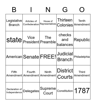 Government Bingo Card