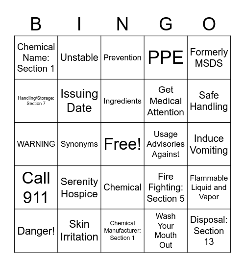 SDS Bingo Card