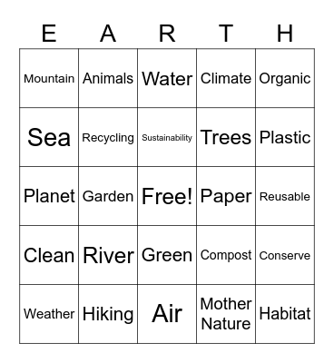 Earth Day Bingo Card