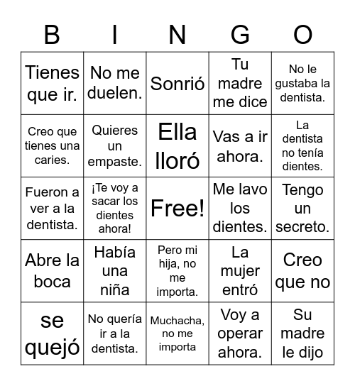 La Dentista: Sr. Wooly Bingo Card